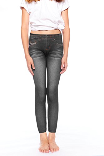 Crush Girls Denim Printed Seamless Leggings- Black 2-4T