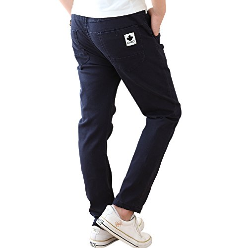 CNMUDONSI Boys Long Slim Elastic Waist Pants in 4 colors( F-M723Navy14T)