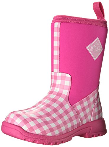 MuckBoots Girls' Breezy Mid Pull-on Boot, Pink Gingham, 11 M US Little Kid