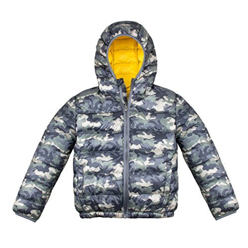 Kids Powder Puffer Jacket, Lightweight Down Jacket Coat, Children Winter Outwear with Hood for Boys Girls, Green, 130
