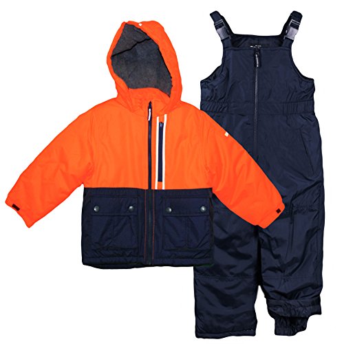 Osh Kosh Little Boys' Ski Jacket and Snowbib Snowsuit Set, Orange/Navy, 5/6