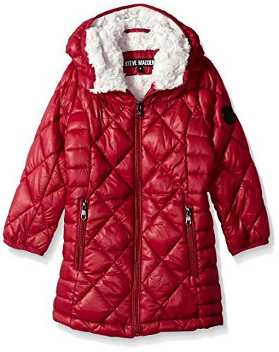 Steve Madden Big Girls' Bubble Jacket (More Styles Available), Beet Red, 7/8