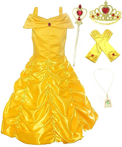 Romy's Collection Princess Belle Yellow Party Costume Dress-Up Set (5-6, Yellow)