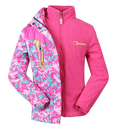 Roseate Girls 3-in-1 Jacket with Fleece Liner Outdoor Winter Outerwear Pink 10