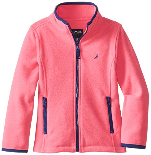 Nautica Little Girls' Polar Fleece Front Zip Jacket, Pink, M (5)