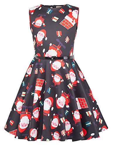 Kate Kasin Girls Sleeveless Santa Claus Vintage Casual Dresses 9-10yrs,KK834