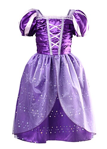 Little Girls Princess Rapunzel Dress Costume, Purple, Large, 120cm for 4-5 Years